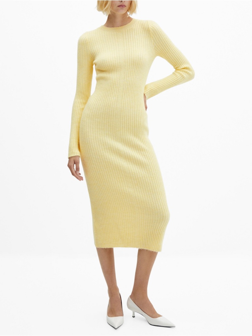 MANGO Knit Midi Dress Size L